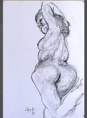 naked charcoal drawing